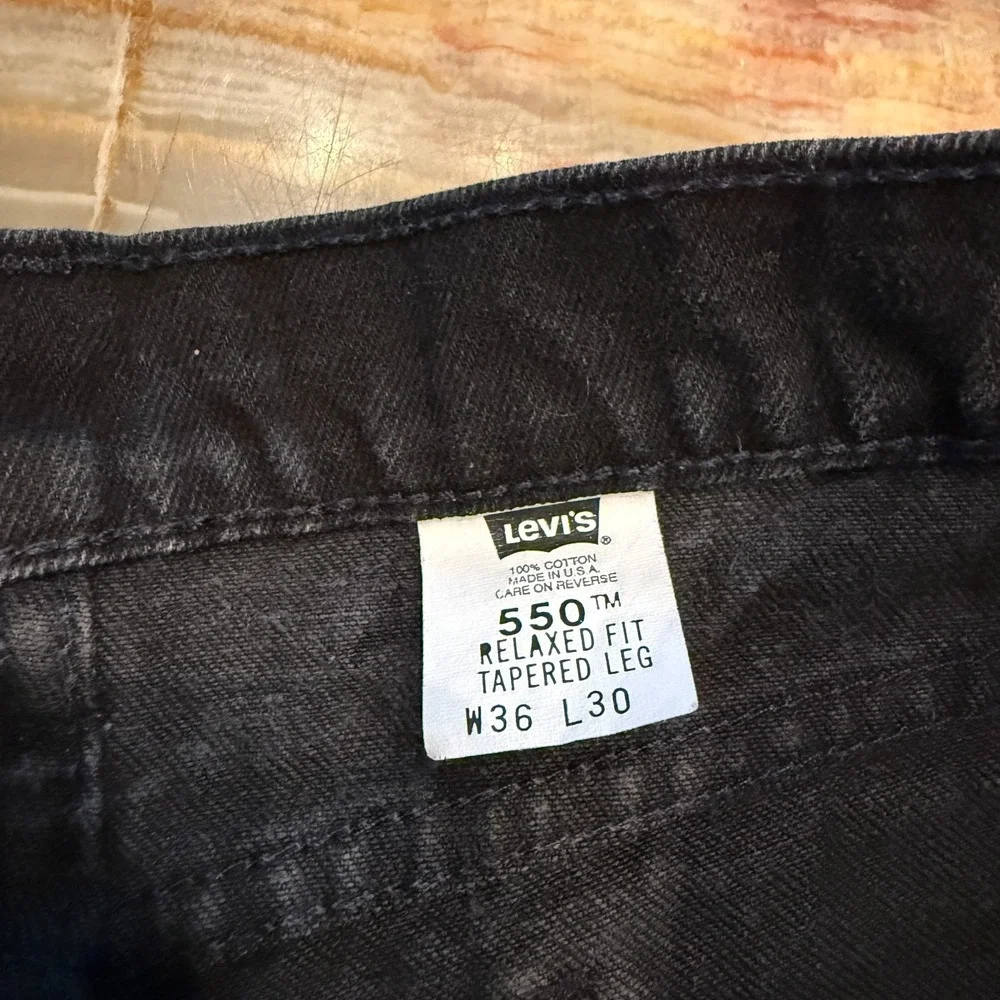 Levi's 550 Mens Tapered‎ Leg Denim Jeans Black Relaxed Fit USA Made 36X30